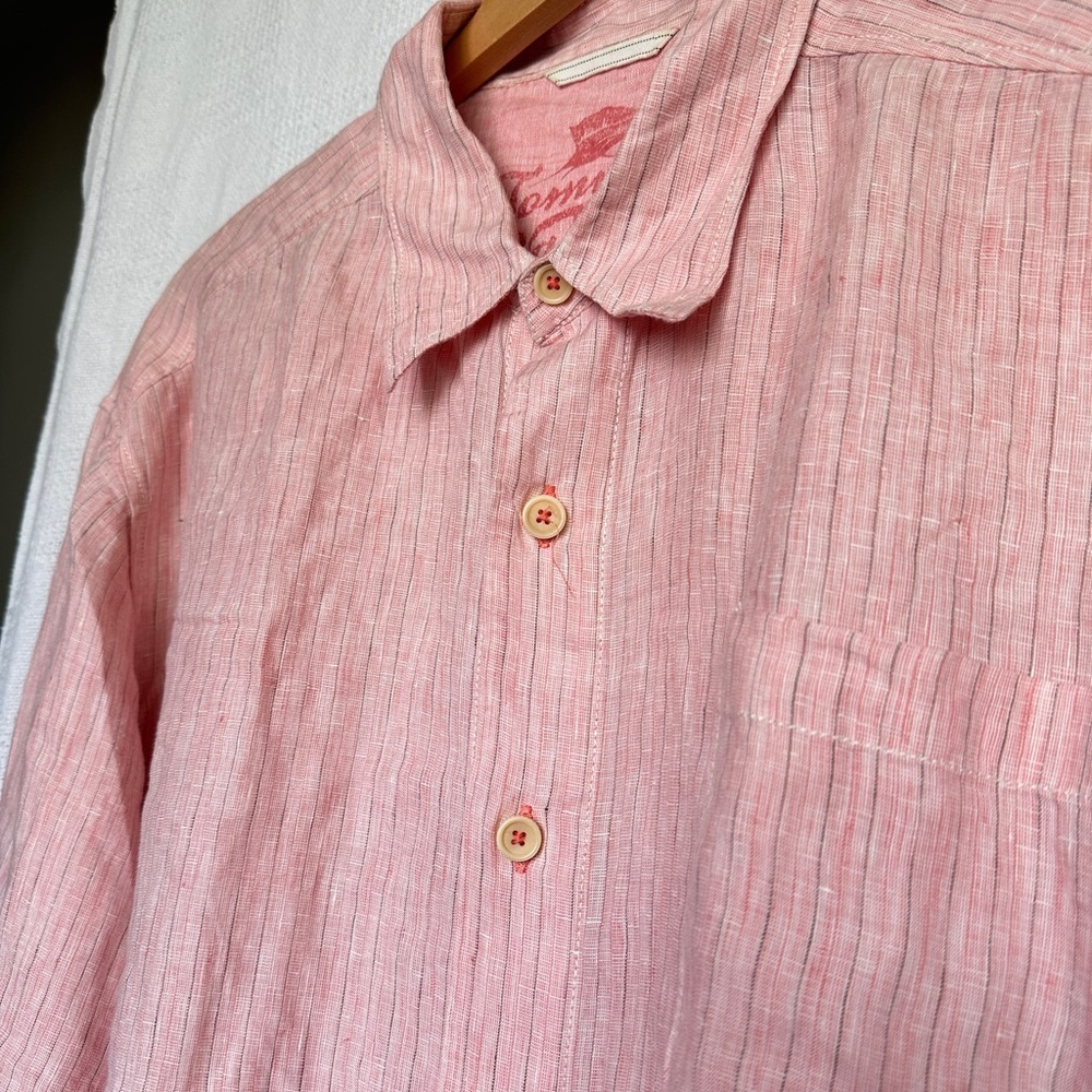 Tommy Bahama Pink Linen Long sleeve button up Sz XL - Picture 2 of 6